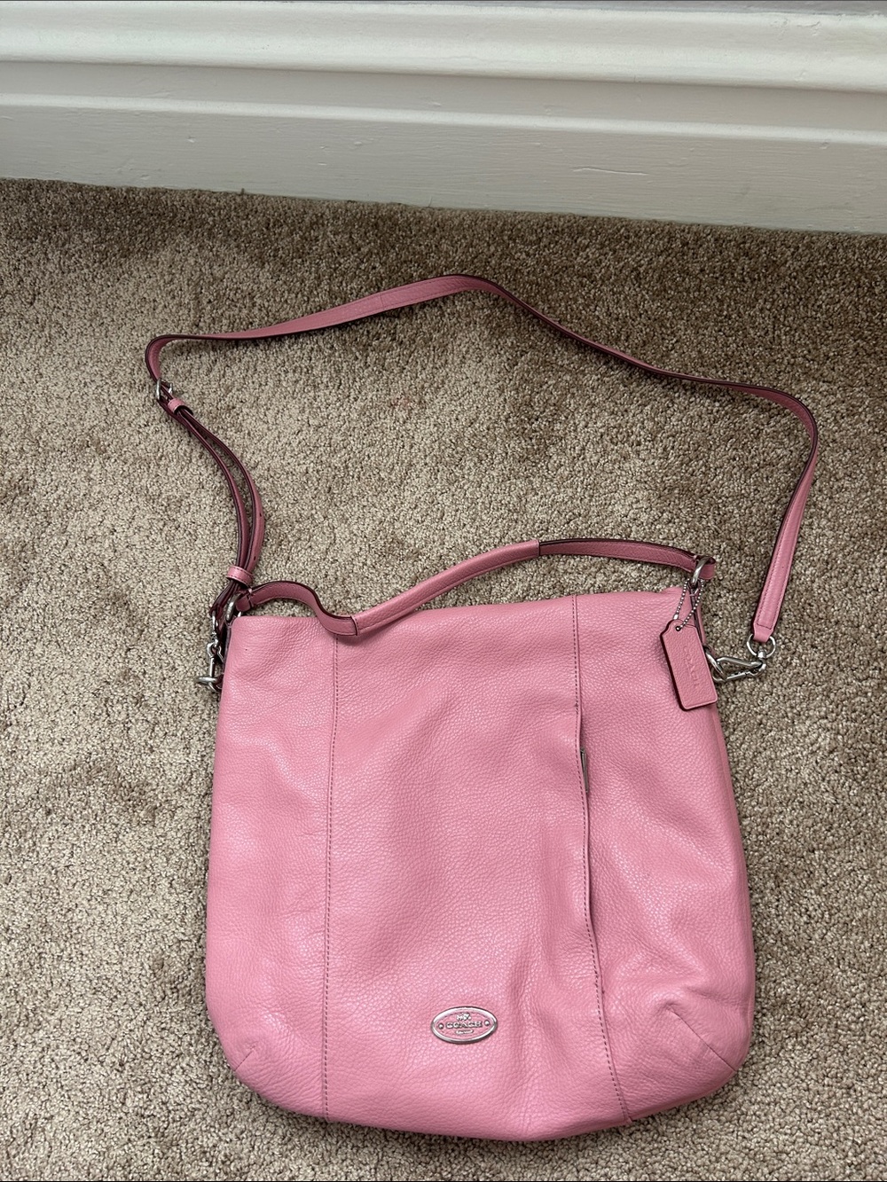 Coach Pink Pebbled Leather Shoulder Hobo
